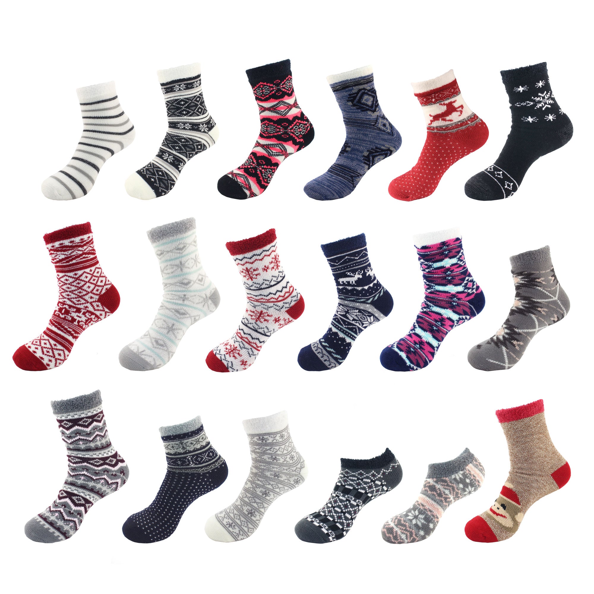 Women's Double Layer Fuzzy Cozy Cabin Socks - 1 Pair