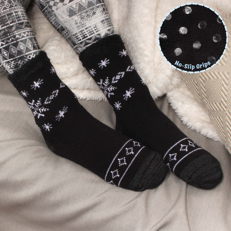 Women's Double Layer Holiday Thermal Socks Non-slip snow flakes