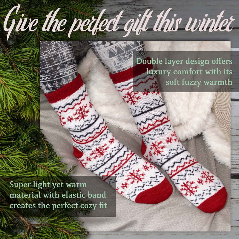 Women's Double Layer Holiday Thermal Socks Non-slip snow flakes information photo