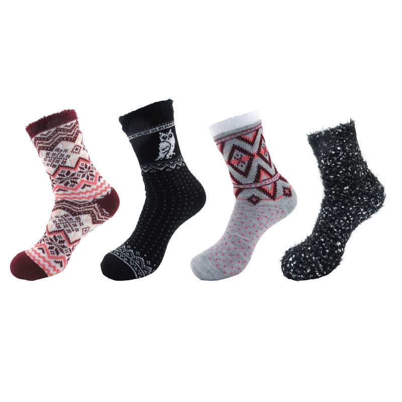 Women's Mixture of Thick Double Layer and Feather Yarn Super Soft Mid-Calf Home Socks