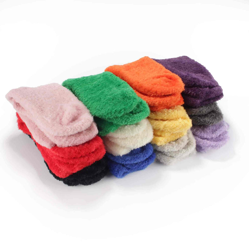 women's featherlight fuzzy socks assorted vibrant colors stacked neatly