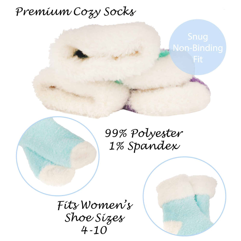Premium cozy socks - snug non-binding fit - 99% polyester, 1% spandex - fits womens shoe sizes 4-10