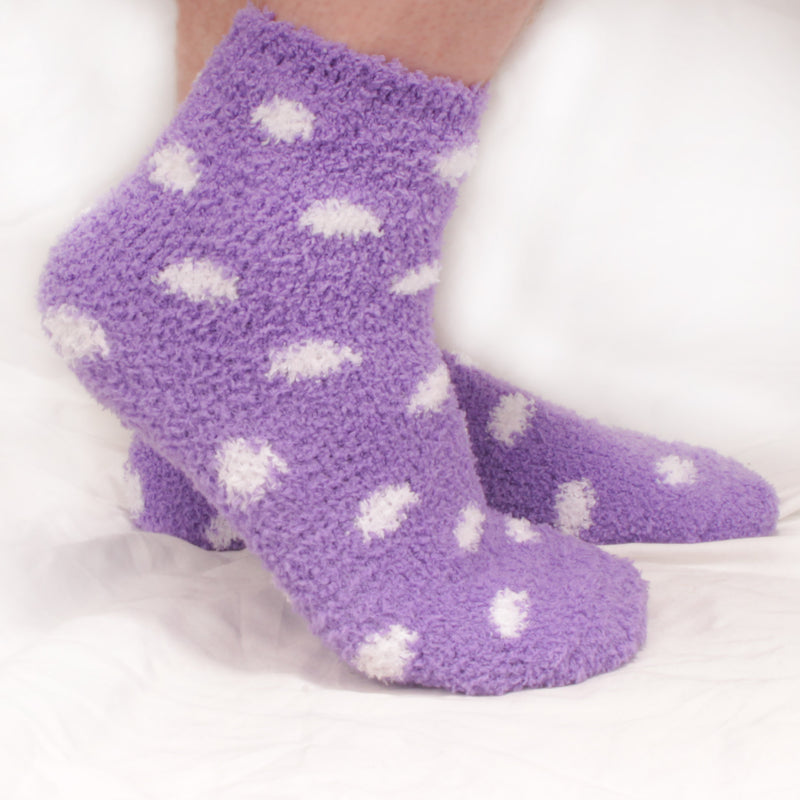 Women's Fuzzy Cozy Warm Polka Dot House Socks Color: Lilac