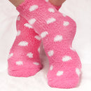 Women's Fuzzy Cozy Warm Polka Dot House Socks Color: Fushia