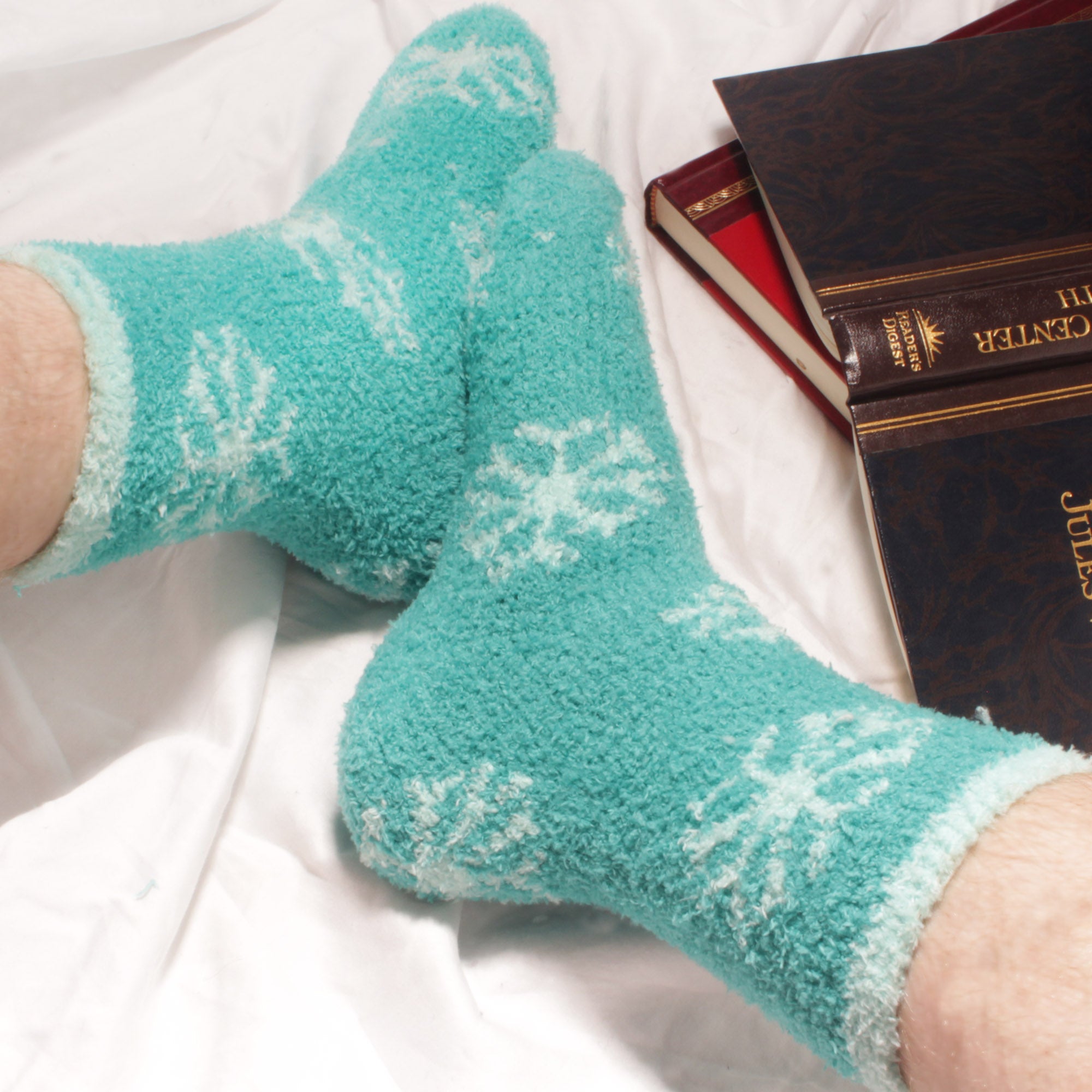Women's Fuzzy Cozy Warm Snowflake House Socks Color: Surfing Snowflakes