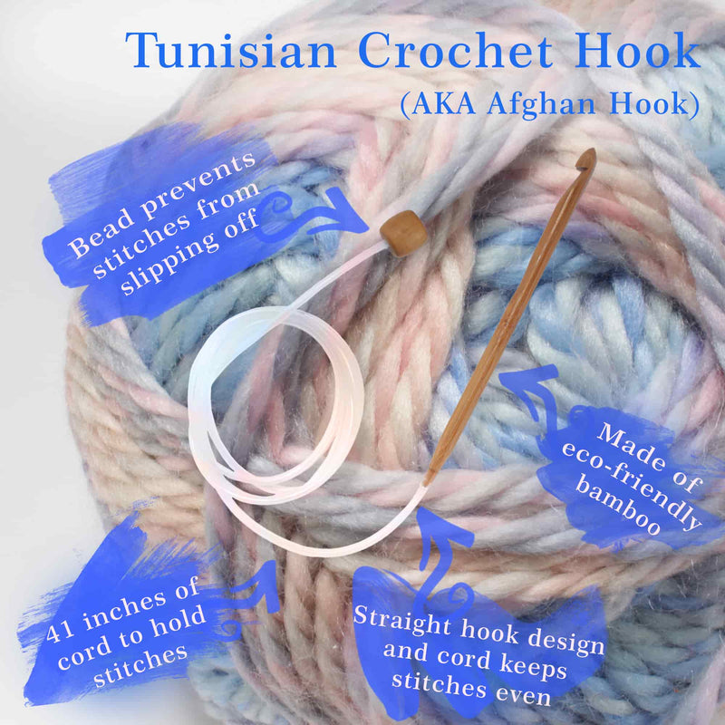 Jubileeyarn Tunisian Afghan Bamboo Crochet Hook Set 12 Sizes Carbonized  Brown or Natural 