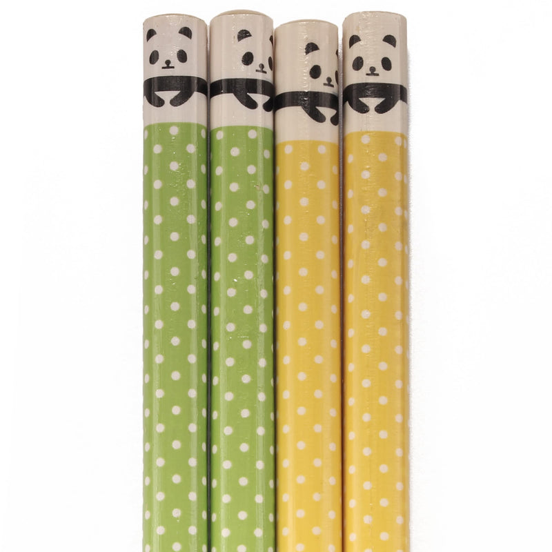 yellow and green polka dot panda bamboo chopsticks zoom