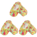 Women's Multicolor Fuzzy Slippers: 3 Pairs
